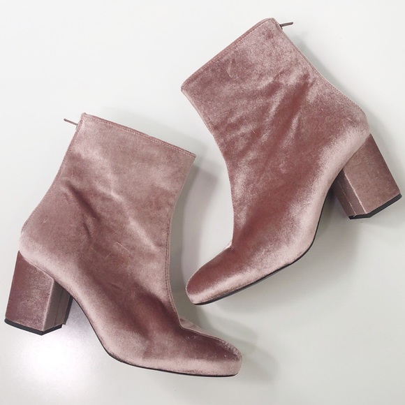 Free People Shoes - Free People Pink Velvet Booties